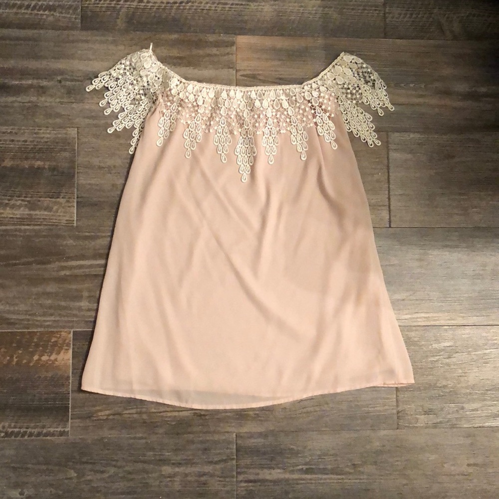 Tan TOBI off the shoulder dress